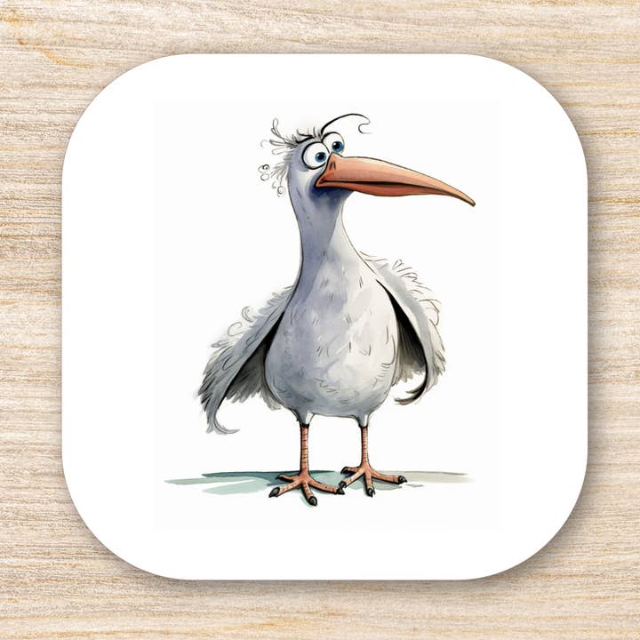 Dessous de Verre Mouette de Plage Amusante - Le Capitaine pour la vente par Says the One