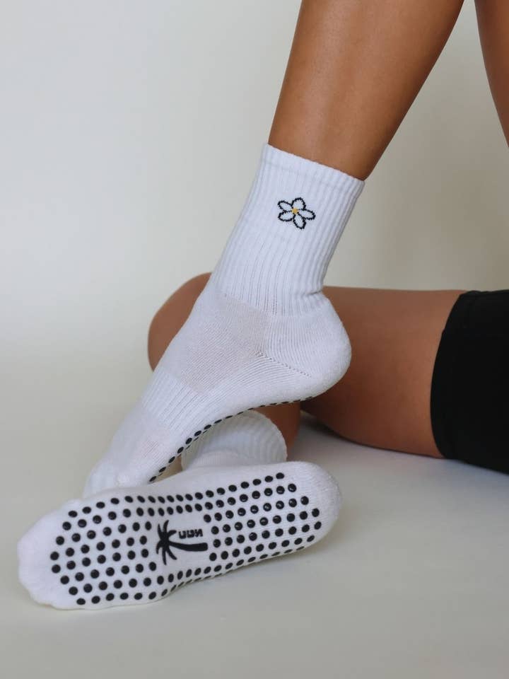 The Plumeria Grip Socks for wholesale by California Grip Socks