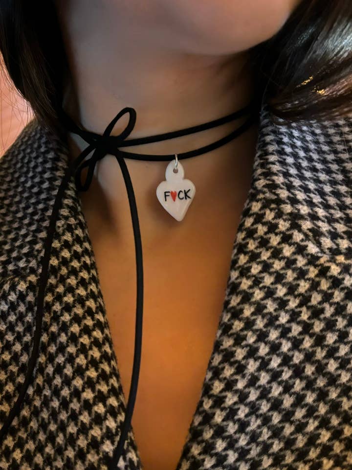 Rebel Hjärta Choker Halsband i Porslin 100% Tillverkat i Italien för wholesale av Tiké Jewels