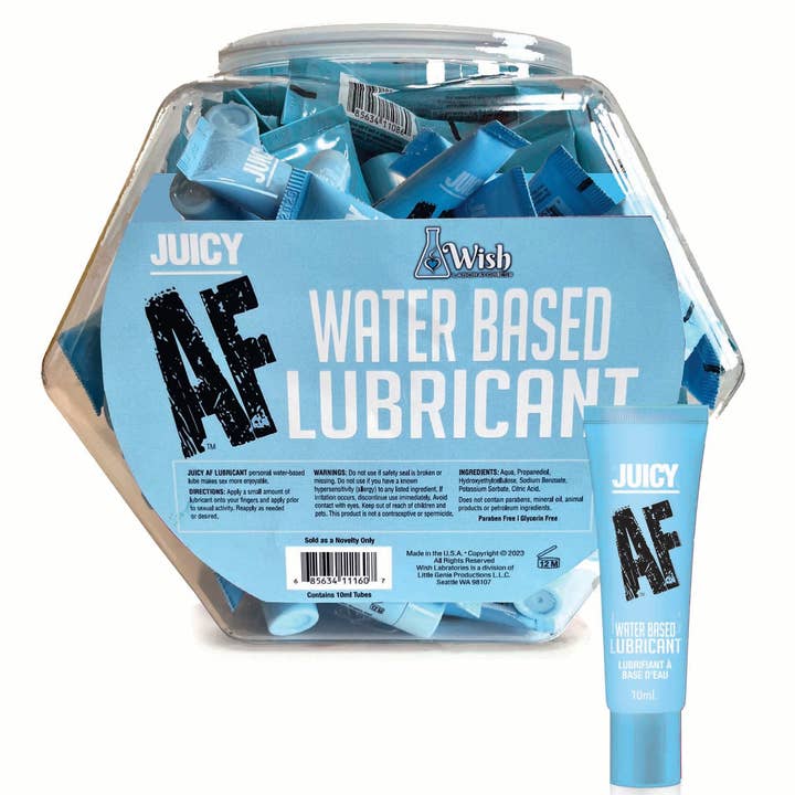 Little Genie Productions - Wholesale Personal Lubricant - Juicy AF Water-Based Lubricant 10ml- POP Display of 650
