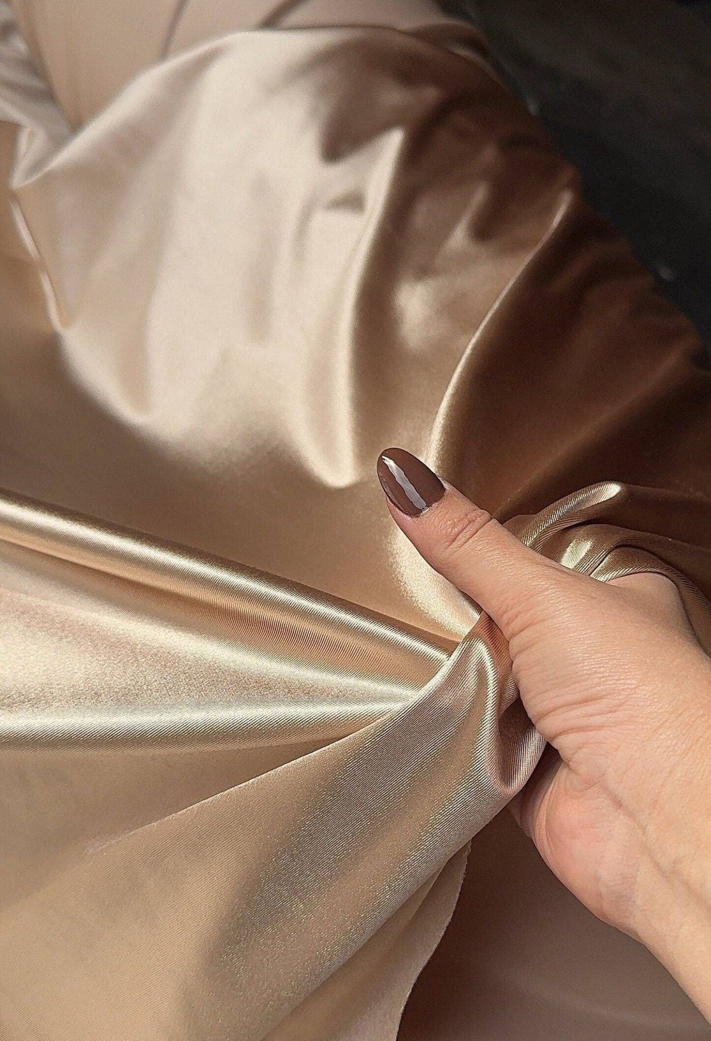 GalaTextile - Wholesale Fabric - Champagne stretch satin spandex fabric by yard7