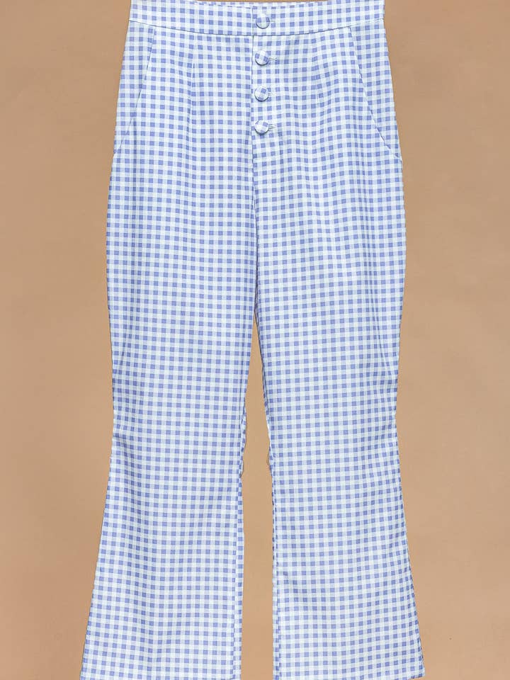 Claude broek met hoge taille en lila ruitprint voor wholesale door REZINE PARIS