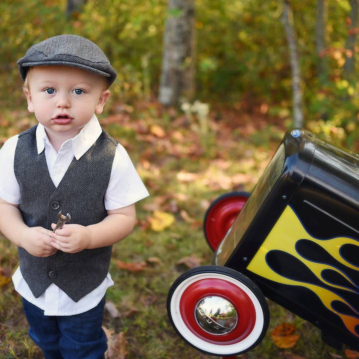 Born To Love - Wholesale Vest - Kinderen - Donkergrijs tweed Born To Love kindervest trouwmode4