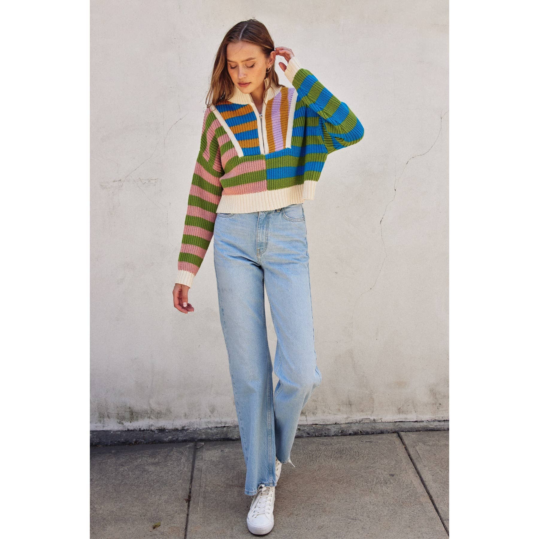 Dress Forum - Wholesale Knit Sweater - Women's - Colorburst Half Zip Collared Sweater (1)12