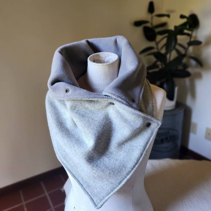 Grandma Skills - Wholesale Scarf - Women's - Luxury Snap Cowl-Light Gray Twill2