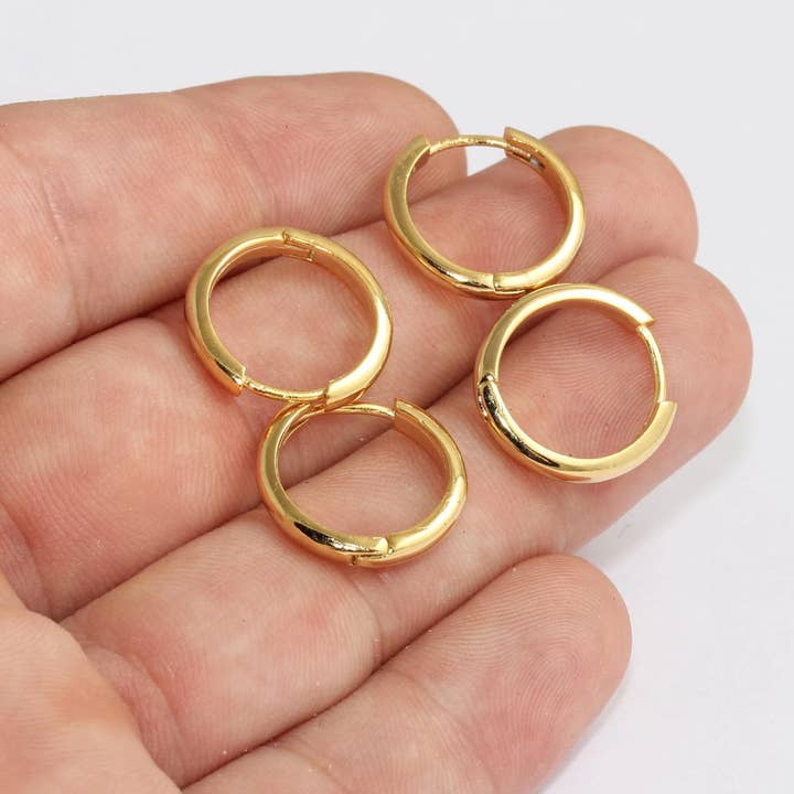 Brincos de Ouro Brilhante de 24k de 19mm, Brincos de Fecho de Alavanca, MLS167 por atacado de QueenJewelryM