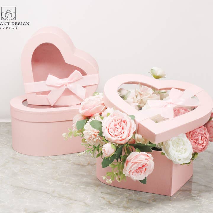 Elegant Design Supply - Vendita all'ingrosso Confezioni regalo - Scatola a forma di cuore con nastro e coperchio trasparente4