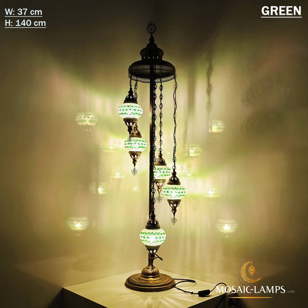 Mosaic Lamps - Wholesale Floor Lamp - 5 Globe Mosaic Floor Lamps, Medium Ball Turkish Mosaic Bedsi4