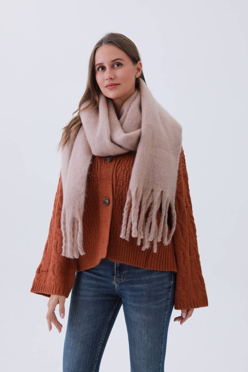 Leto Accessories - Wholesale Scarf - Women's - Cozy Knit Soild Scarf with Tassels - Bestseller!1