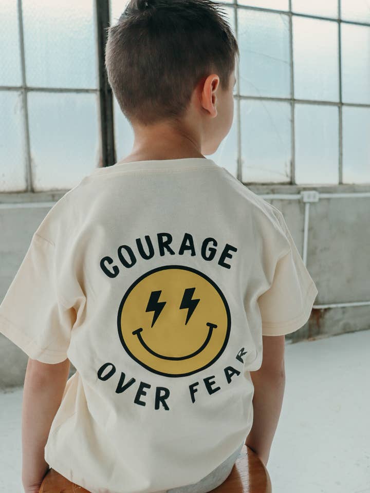 Little & Brave - Wholesale Screen Printed T-Shirt - Kids - Courage Over Fear, Christian shirts for kids , Faith Based
