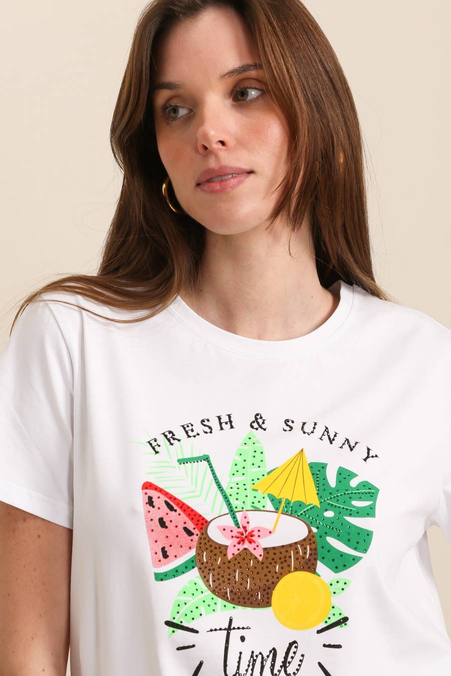 Attrait Paris - Wholesale Screen Printed T-Shirt - Women's - Summer Time cotton T-shirt1