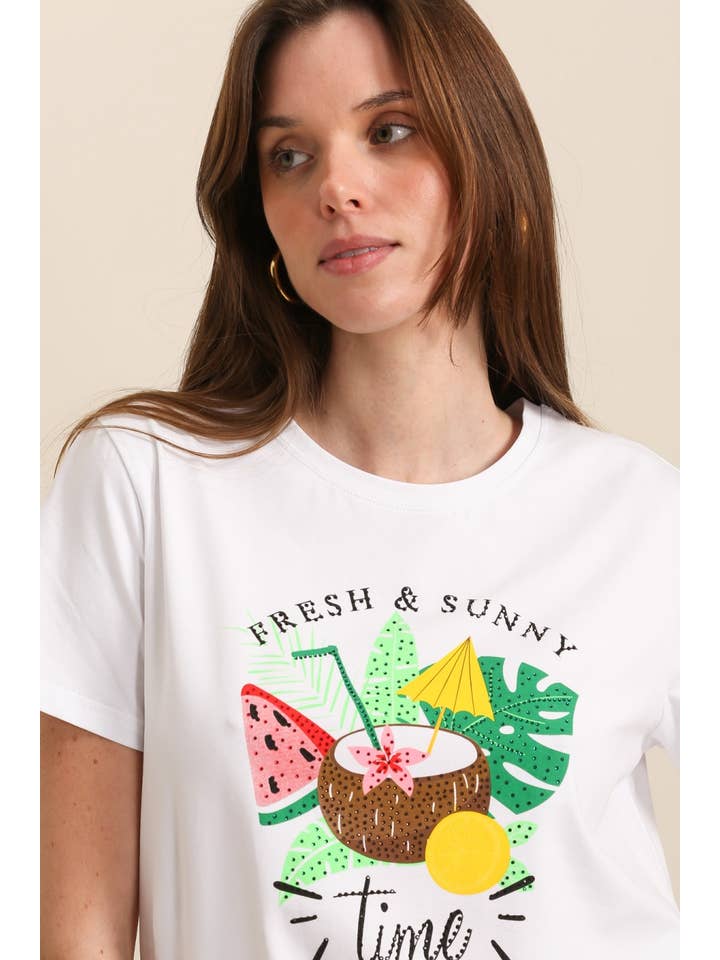 Attrait Paris - Wholesale Screen Printed T-Shirt - Women's - Summer Time cotton T-shirt1