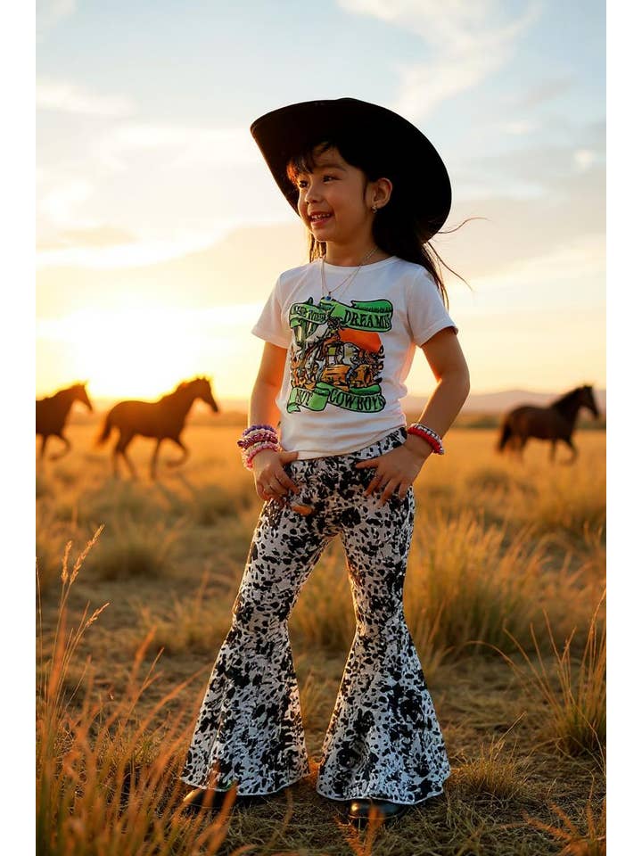 luluclothes - Wholesale Top & Pant Set - Kids - CHASE YOUR DREAMS NOT COWBOY printed girls set XCH0333-21H