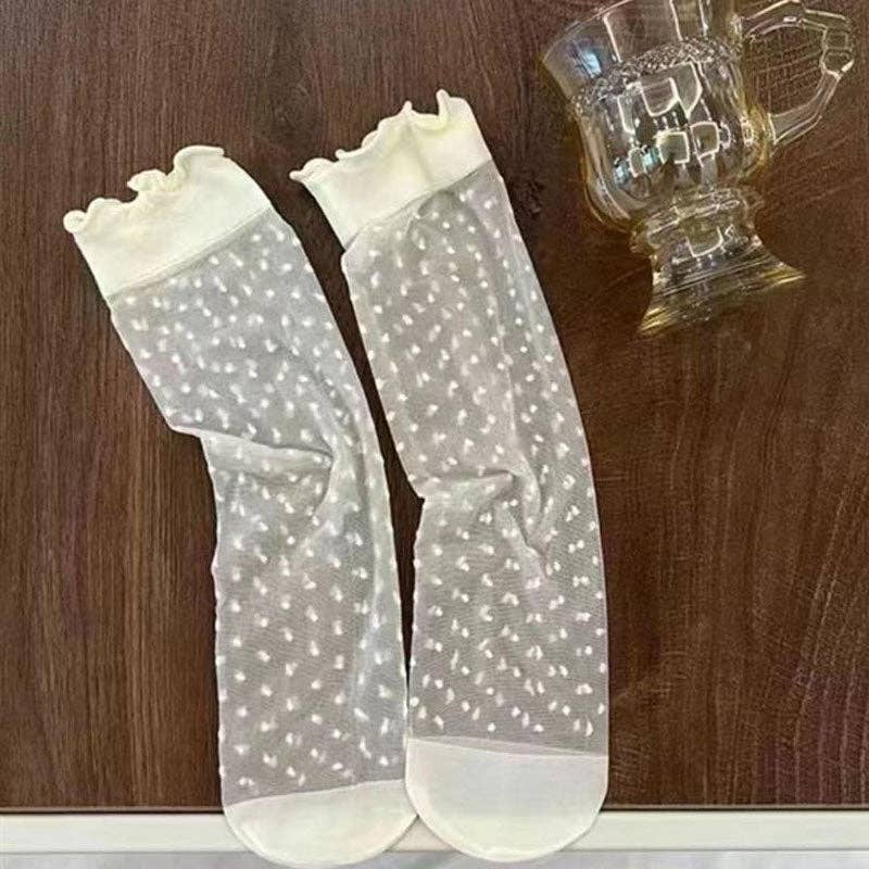 Dipped Shop - Wholesale Socks - Women's - Sweet Ruffle Simple Thin Socks DP25C8302