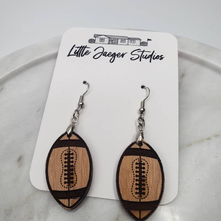 Little Jaeger Studios - Wholesale Dangle Earrings - Handmade Wooden Laser Engraved Dangle Earrings