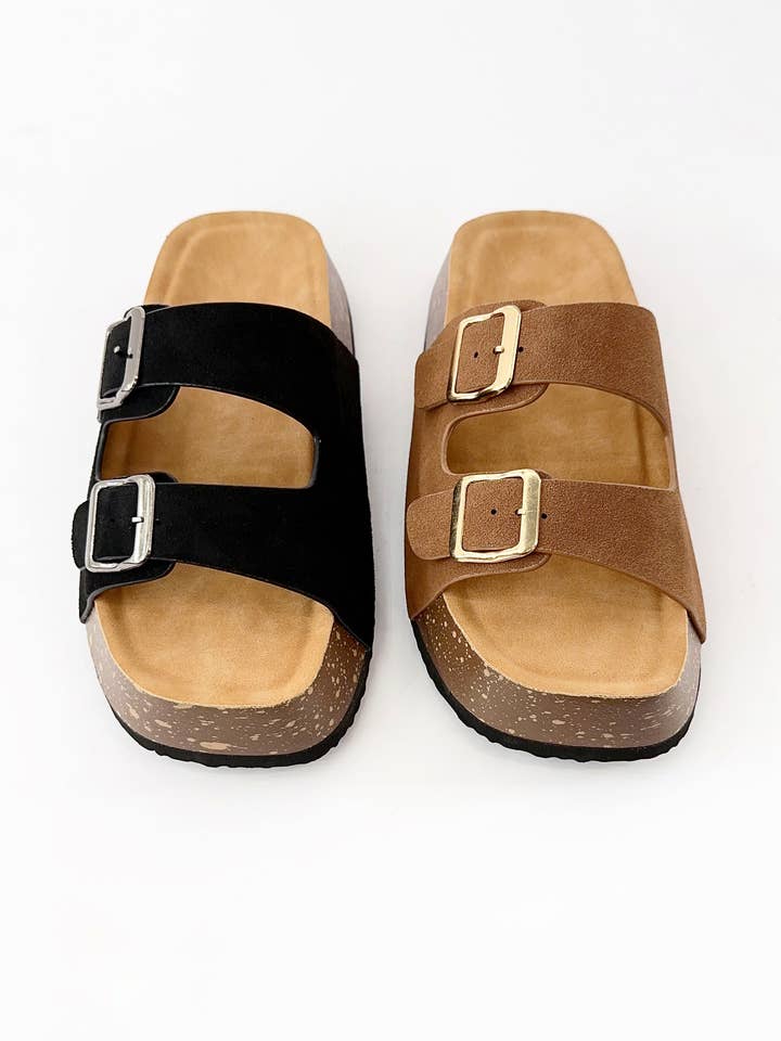 CCOCCI – Engroshandel sandal - Dame – BUTTET DOBBELTSPÆNDT STROP PLATFORMHÆL KORKSANDAL