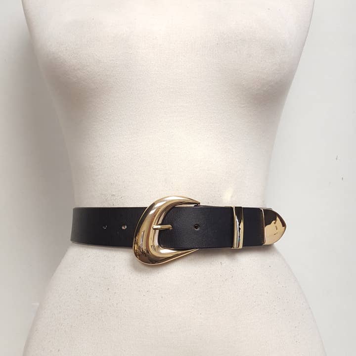 Axesoria West - Wholesale Belt - Women's - Gold Tone Buckle set w. Genuine Leather belt 2