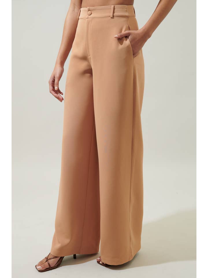 Sugarlips - Wholesale Pants - Women's - Chelsea Belted Wide Leg Trousers