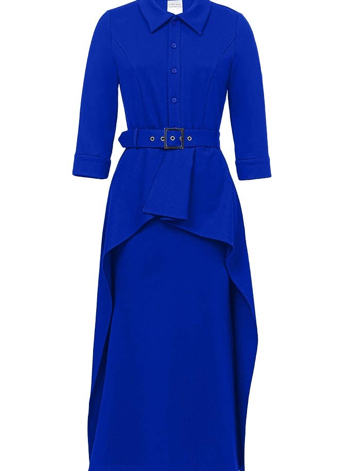 Chic Star Plus Size Ponte Peplum skjortekjole i sort 072624 for engroshandel hos CHIC STAR