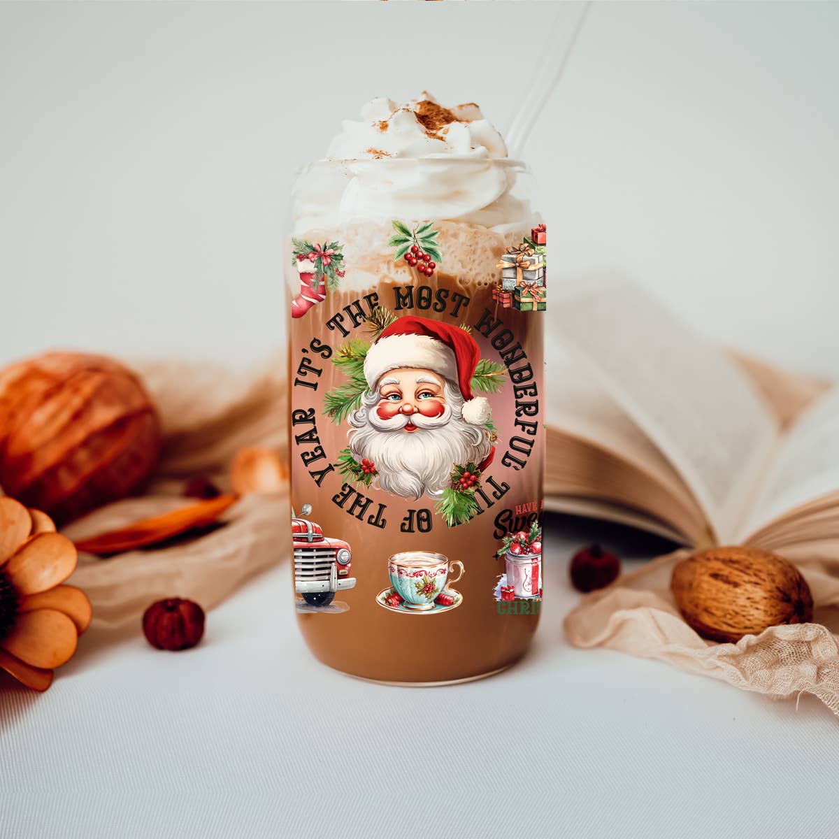 Gia Roma - Wholesale Drinking Glass/Cup - Vintage Christmas Glass Cups with Straw, Kitchen Decoration30