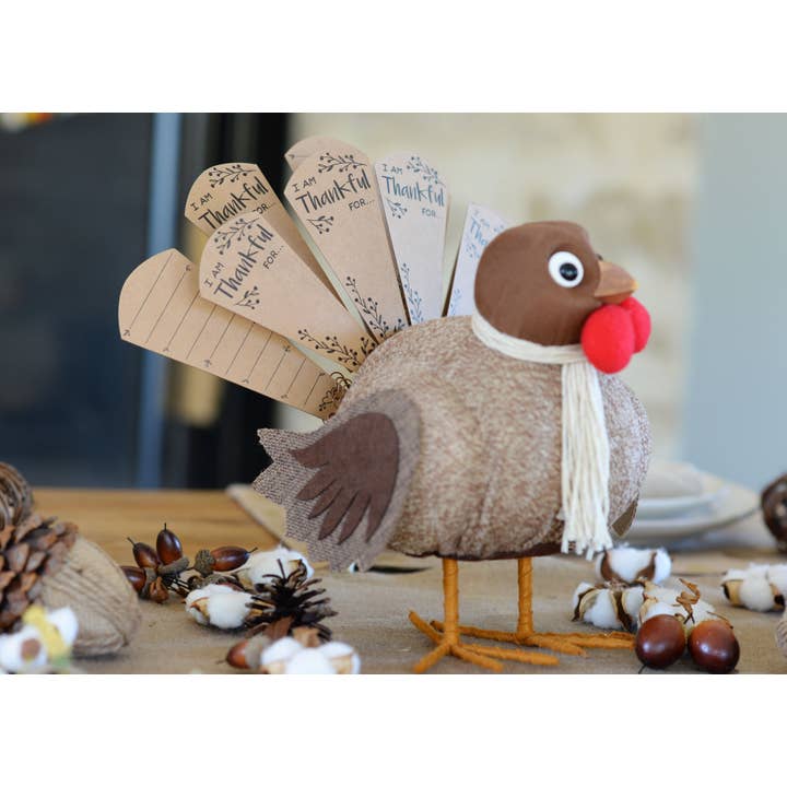 Turkey on the Table – wholesale Decorative tabletop object – Replacement Thankful Feathers®- Kraft Brown