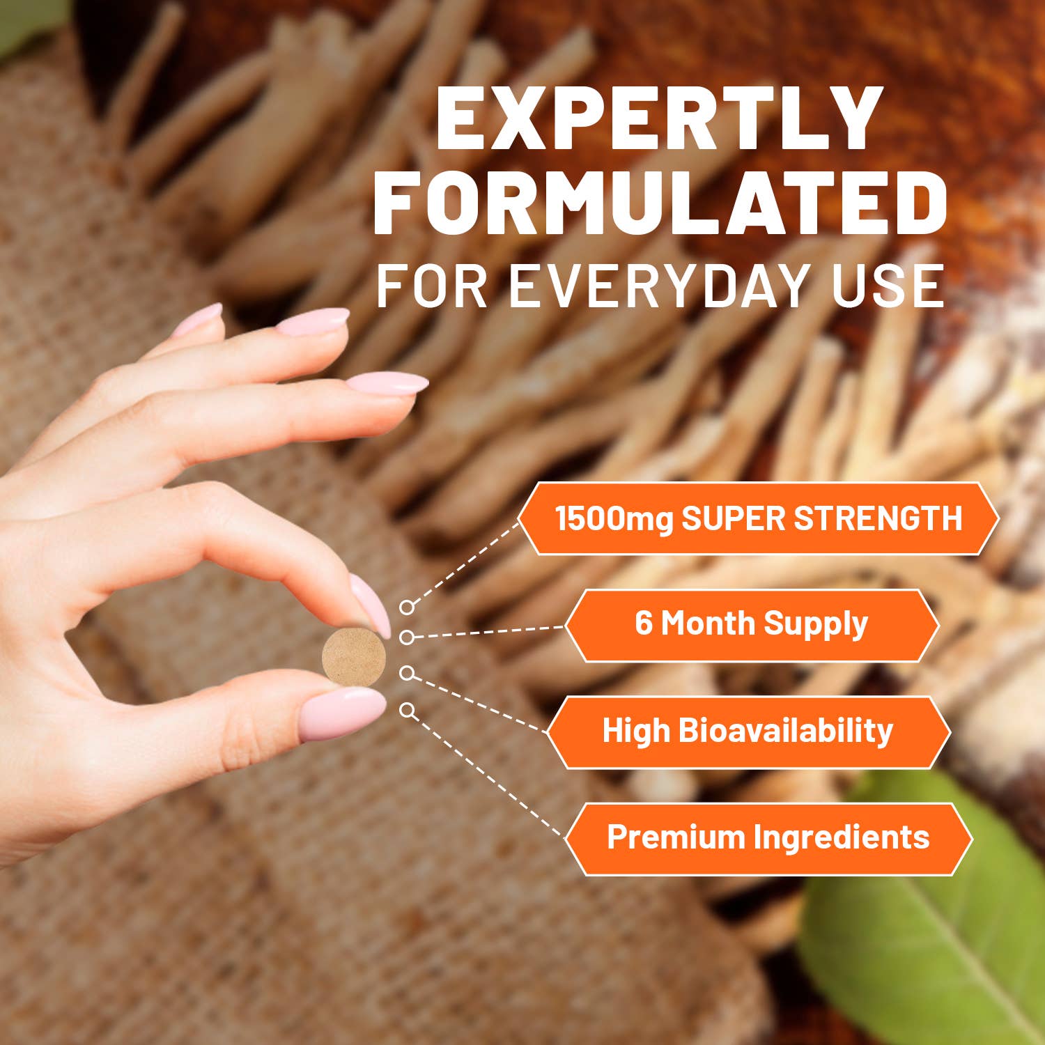 Prowise Healthcare – wholesale Oralt tillskott/Vitamin – Ashwagandha 1500 mg 180 veganska tabletter3