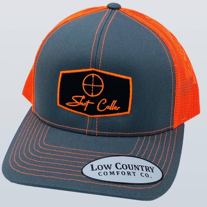 Shot Caller Crosshairs Charcoal/Neon Orange Hat for wholesale by Riverbed Threads
