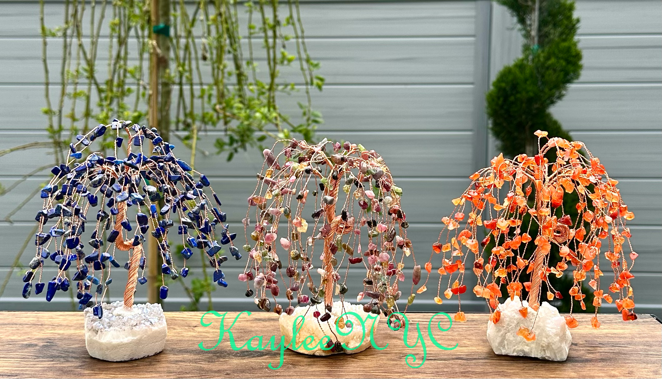 KayleeNYC - Wholesale Decorative Tabletop Object - Weeping Willow Tree with Angel Aura Base Crystal1