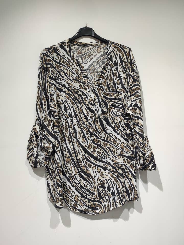 beige blue jean red dark white taupe khaki camel LISA tiger blouse - AH26 pack for wholesale on Faire3