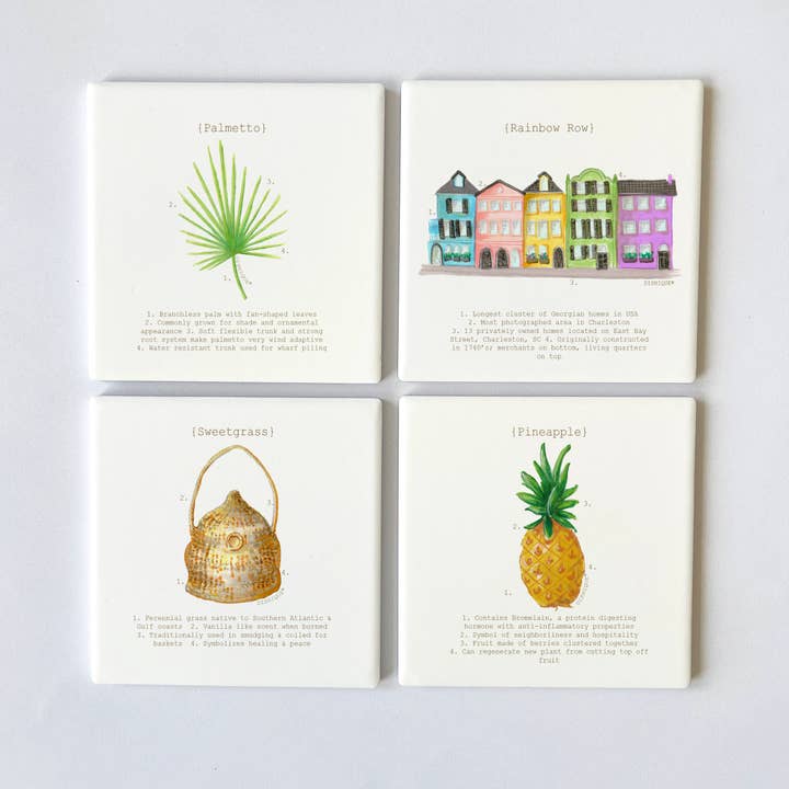 Charleston Analysis Square Coaster Set for wholesale by Dishique