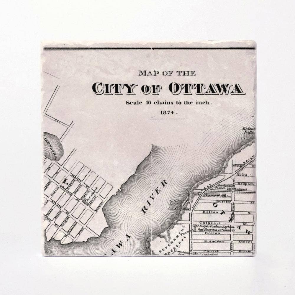 Versatile Coasters Canada - Wholesale Coasters - Vintage Ottawa Map from 1878 Coasters1