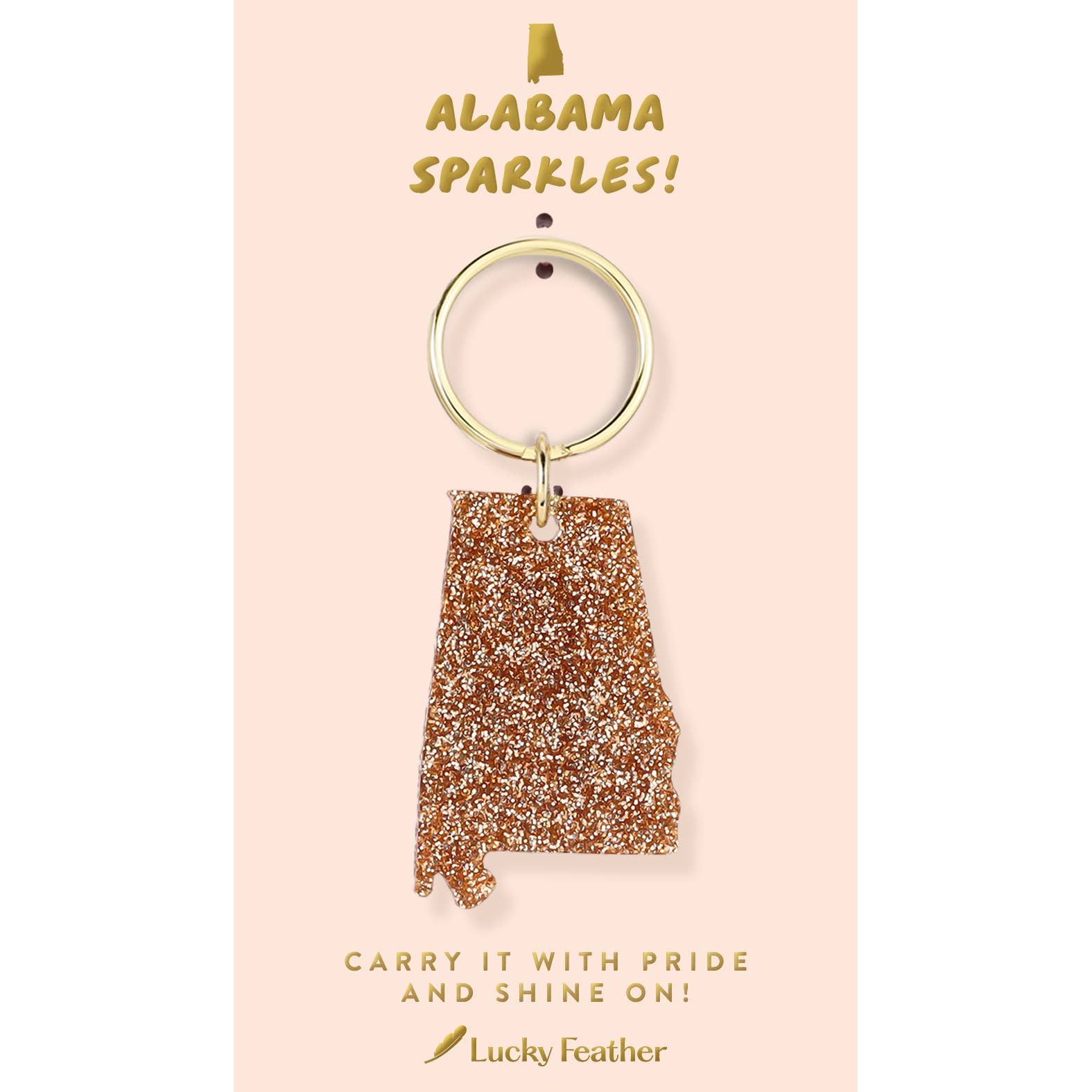 Lucky Feather - Wholesale Keychain - Women's - Glitter Keychain - State - ALABAMA