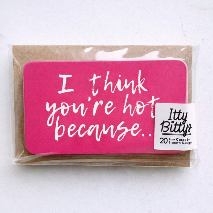 I Think You're Hot - Itty Bitty 20 Mini Card Set for wholesale by Biscotti Designs