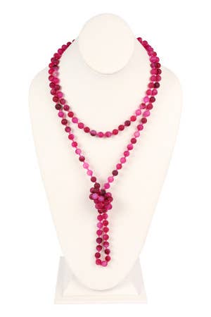 MYS Wholesale Inc - Wholesale Beaded/Pearl Necklace - Natural Stone Hand Knotted Long Necklace19
