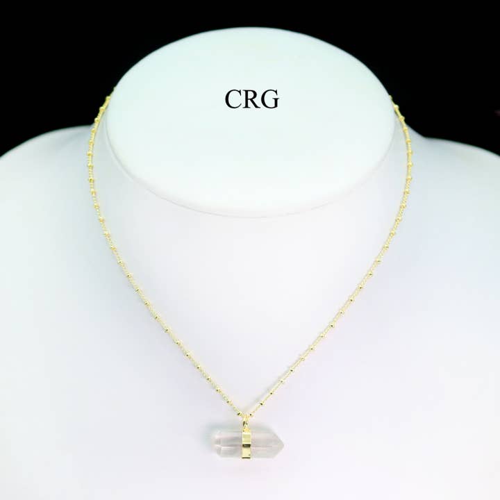 Cantidad 1: collar de cuarzo de cristal chapado en oro para venta al por mayor de Crystal River Gems LLC