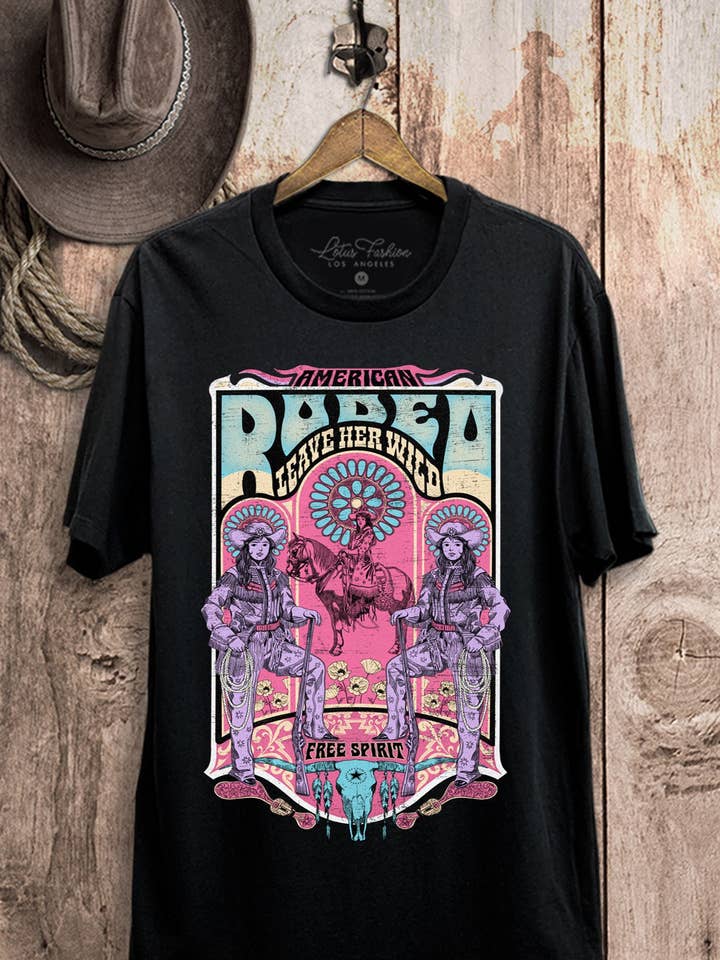 American Rodeo Cowgirls Graphic Top for wholesale by Lotus Fashion Collection