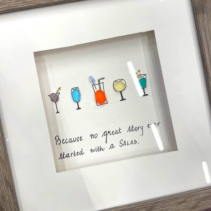 Craftify Mom – wholesale Väggkonstset – Vinglas inramad konst med sjöglas, vinälskare konst, rolig1