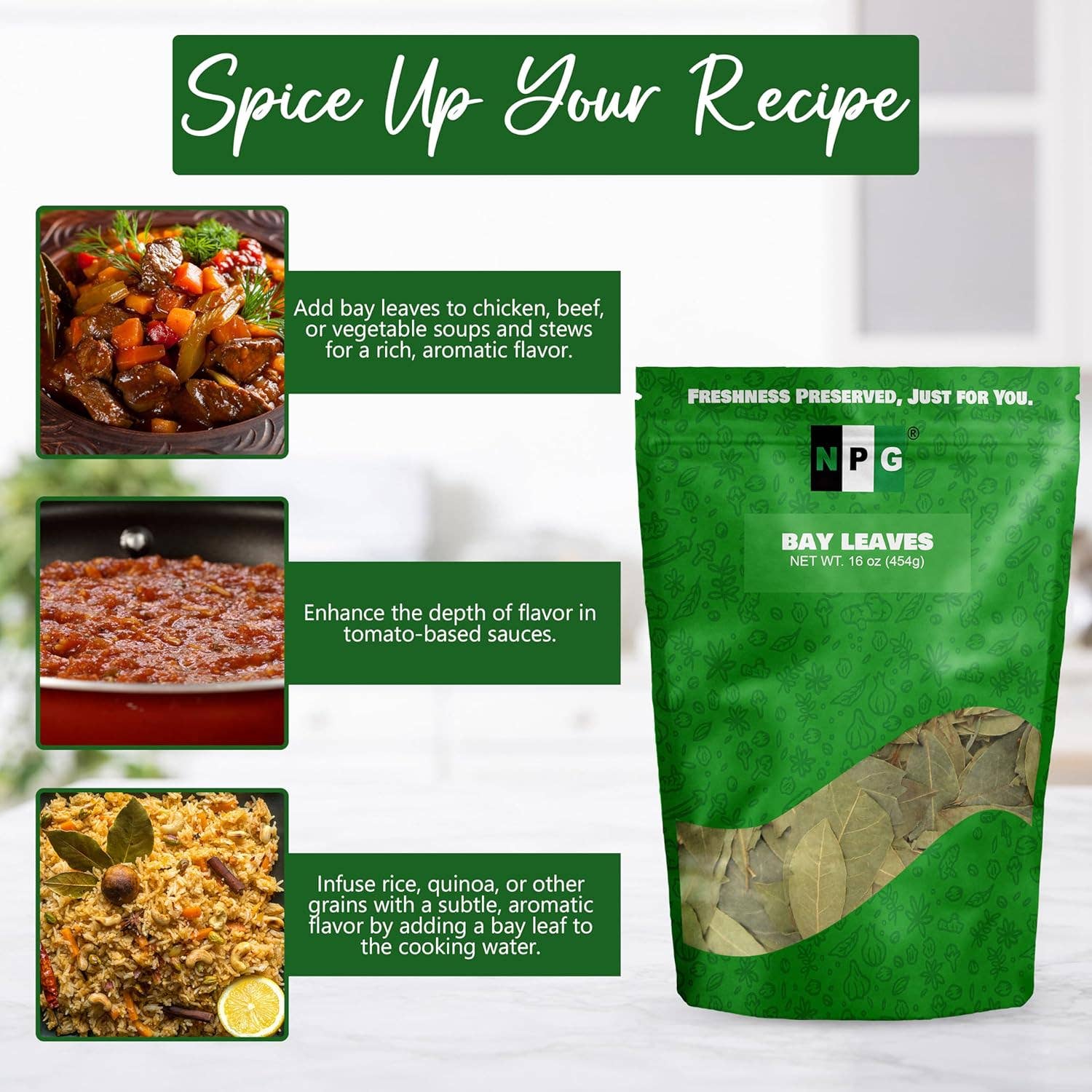 Natural Plus Green - Wholesale Dried Spice - NPG Whole Bay Leaves 16 Ounces 1 LB, Whole Bay Leaf Dried3