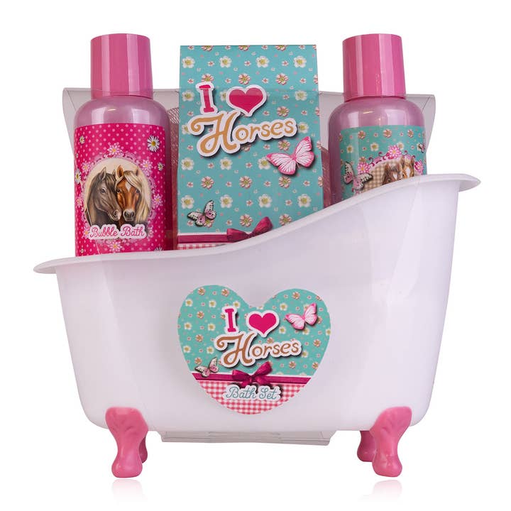 Gift Set for Girls I Love Horses, in Decorative Bathtub for wholesale by Accentra