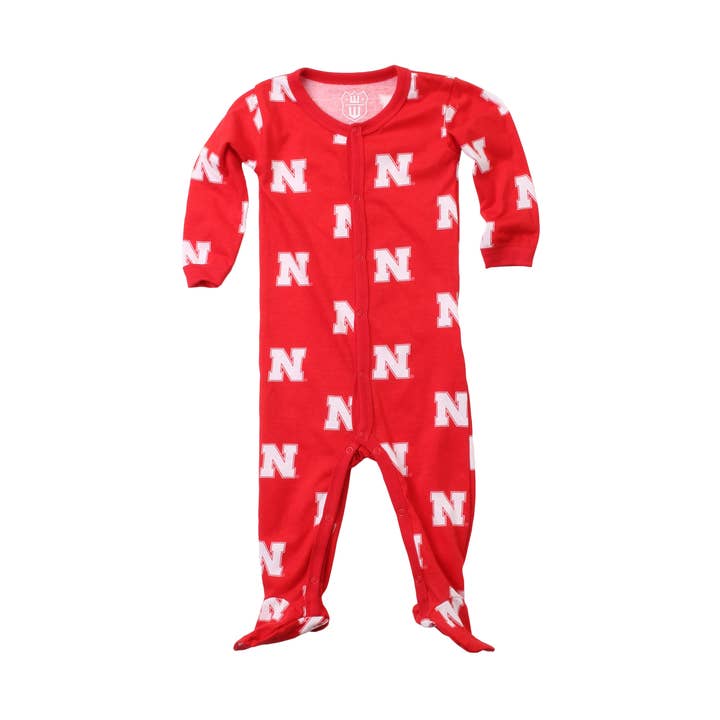 Nebraska Huskers Infant Footie Pajama for wholesale by Wes and Willy