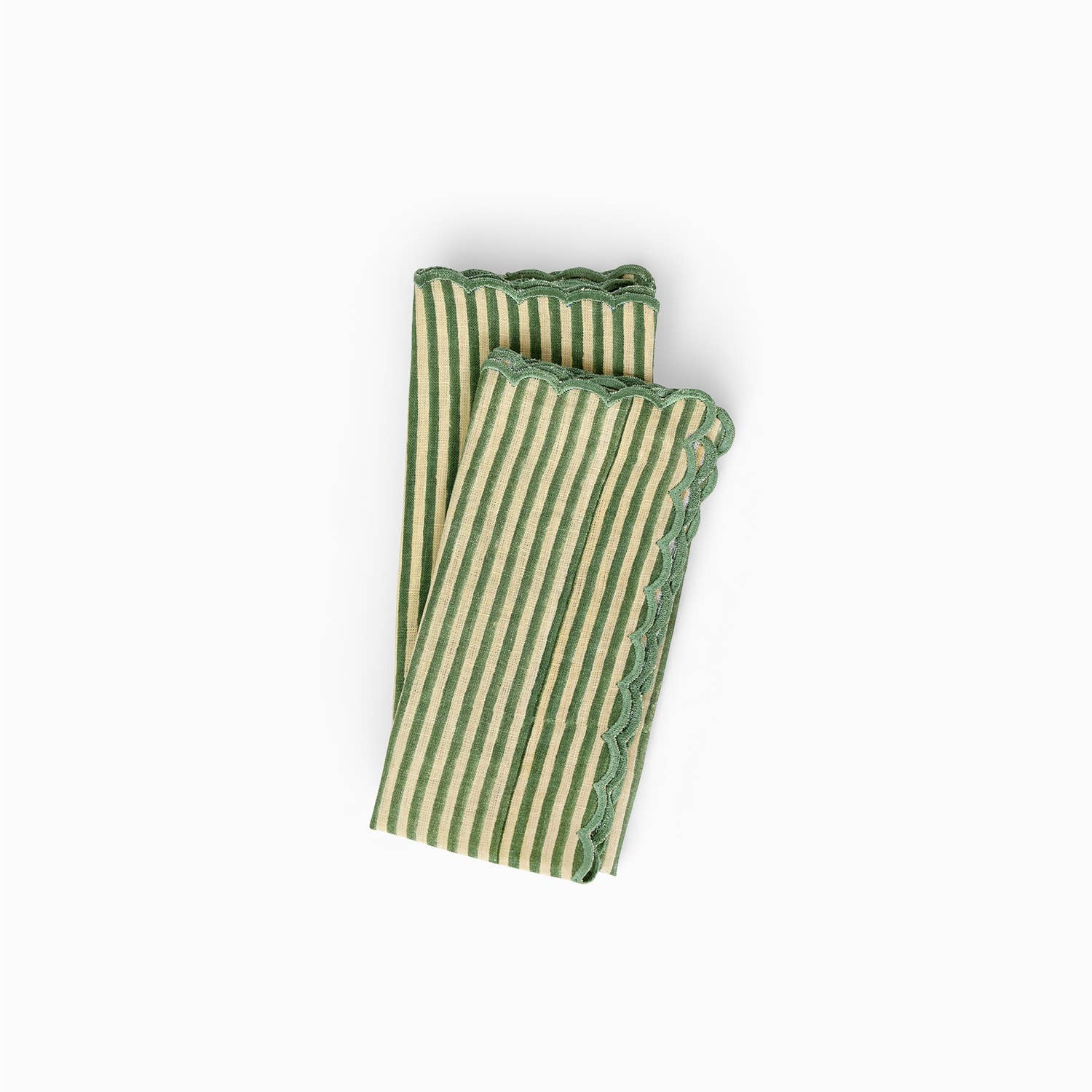 Craft Boat - Wholesale Dinner & Cloth Napkin - BLOCK PRINTED SCALLOPED NAPKIN - GREEN
