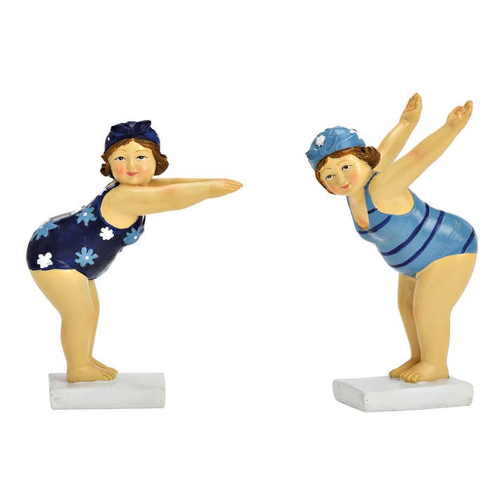 Wurm - Wholesale Decorative Figurine - Woman in swimsuit on diving board made of poly blue, 2-fold, (W/H/D) 8x11x5cm