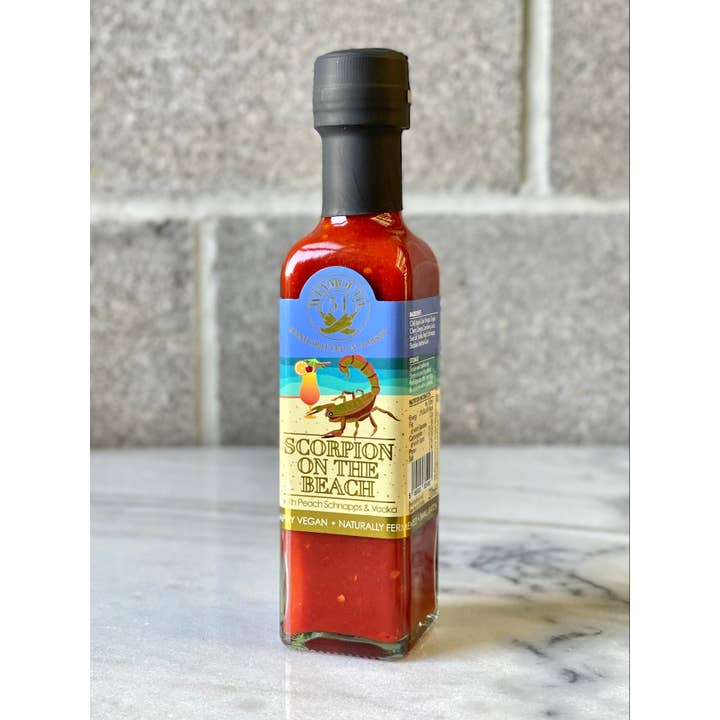 Weymouth 51 Hot Sauces - Vendita all'ingrosso Salse piccanti - Salsa al peperoncino super piccante fermentata Scorpion on the Beach 220 ml