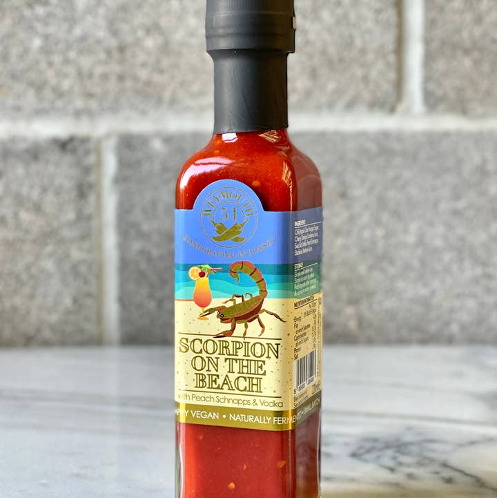 Weymouth 51 Hot Sauces - Wholesale Hot Sauce - Scorpion on the Beach Fermented Super Hot Chilli Sauce 220ml0