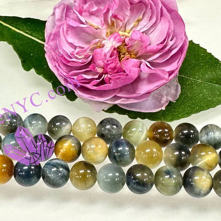 8mm Natural Dream Tiger Eye beads 15.5” for wholesale by KayleeNYC