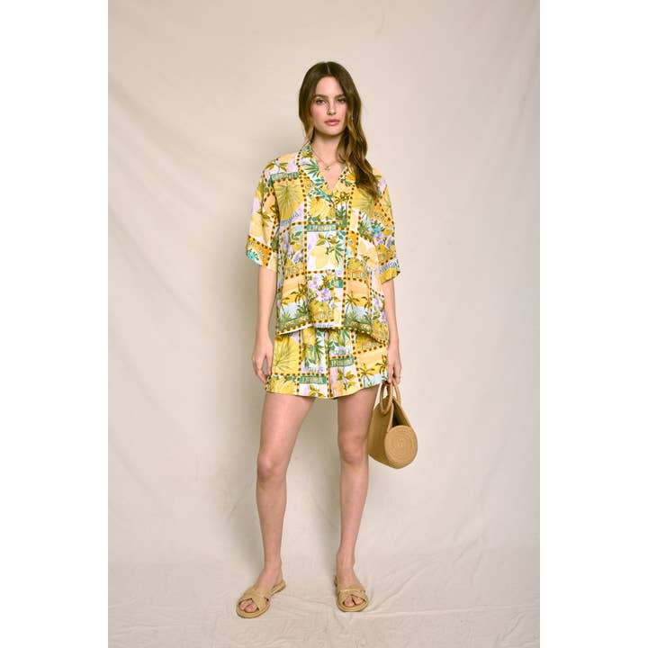 TROPICAL SUN Isla Palma Relaxed Shirt And Shorts Set for wholesale on Faire