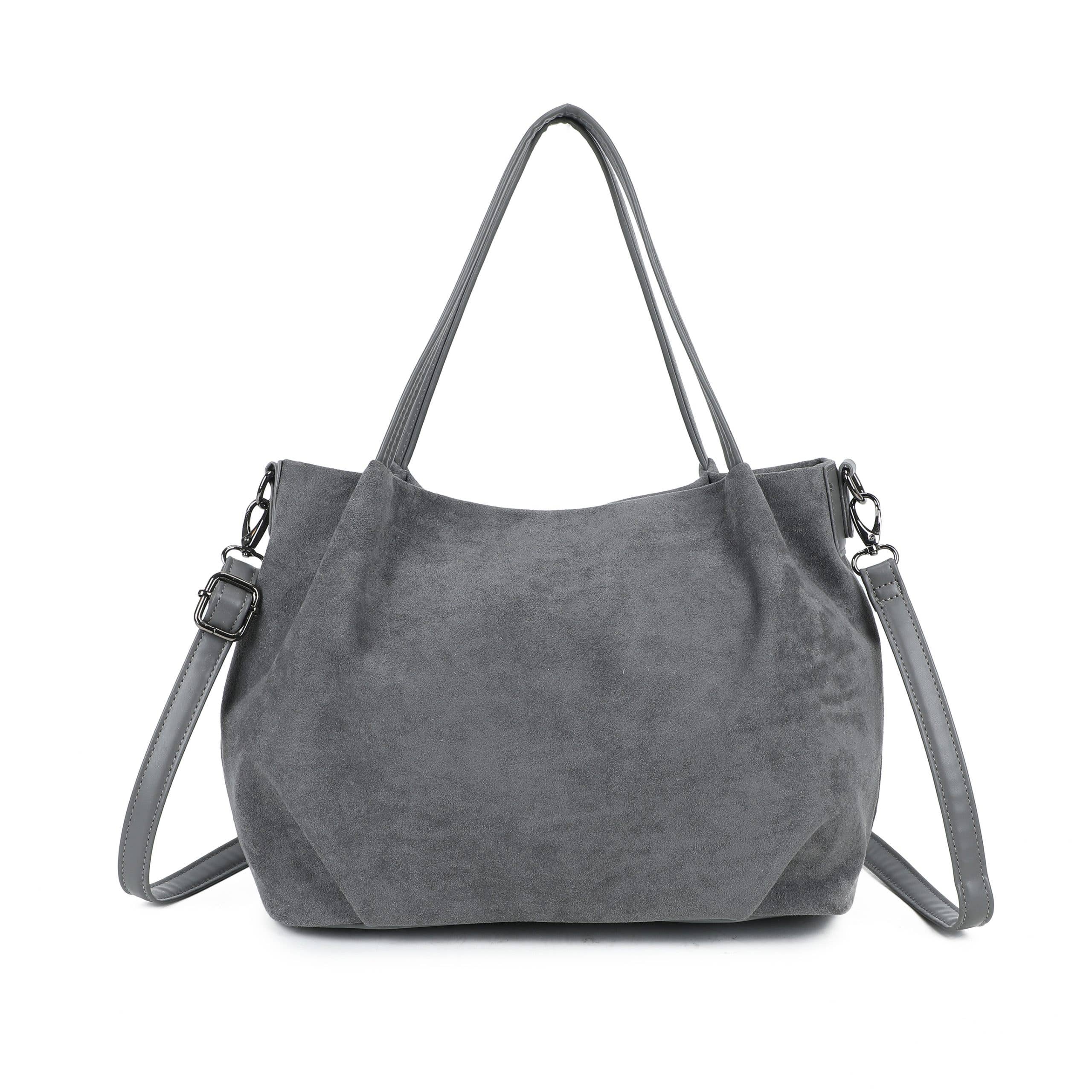 Ellas Trading – wholesale Shoulder bag – women's – Faux Suede Shoulder Tote Bag Detachable Crossbody Strap2