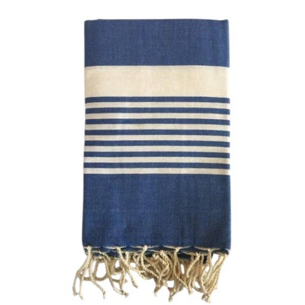 Double fouta towel Paul navy blue 2x2m for wholesale by SoBeach