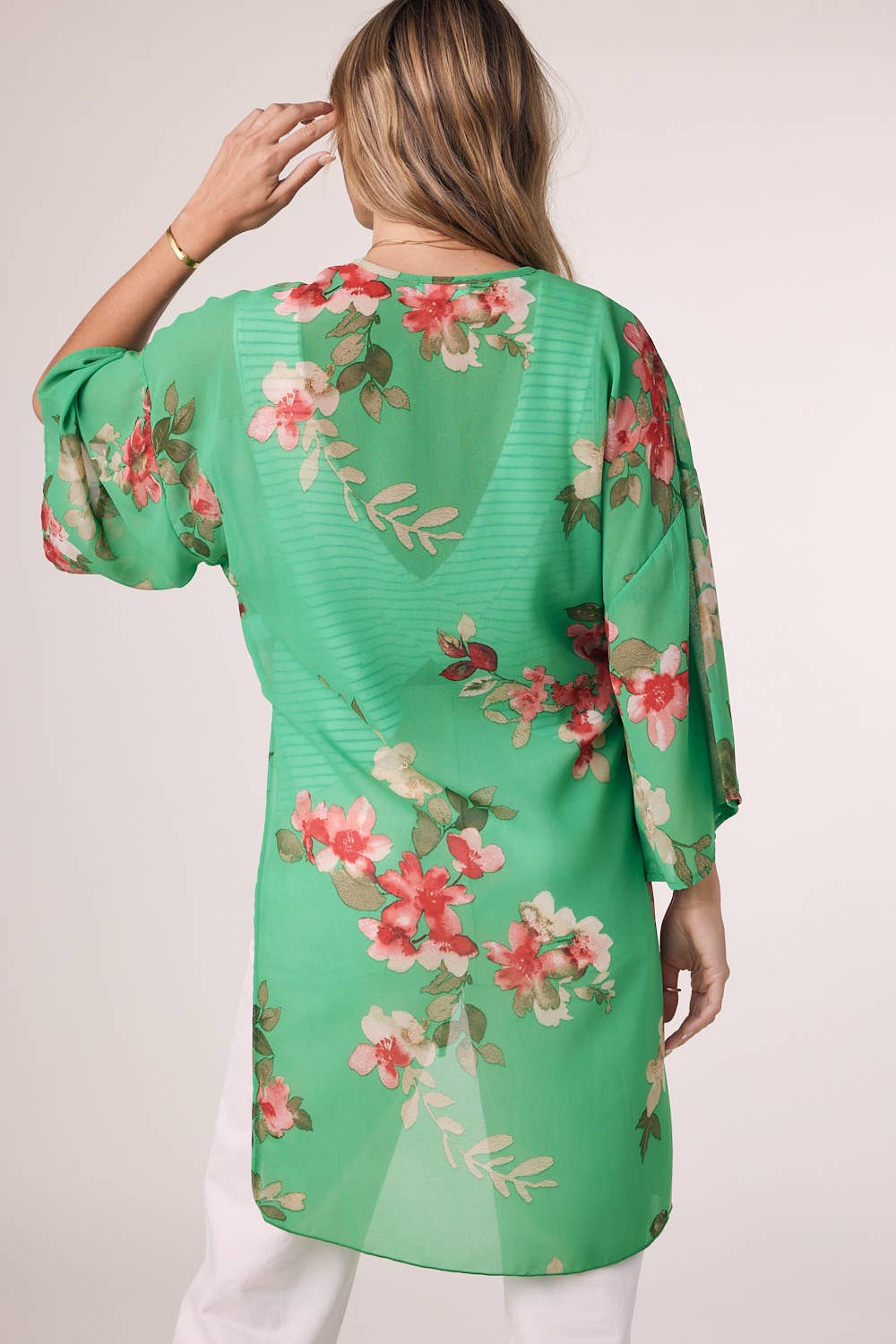 APPLE GREEN FLORAL CHIFFON KIMONO for wholesale on Faire11