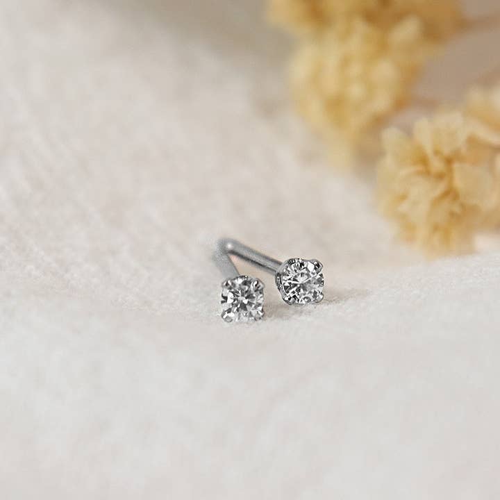 Serenity Cubic Zirconia Dainty CZ Studs Earrings (Silver 3mm) for wholesale by Lumini Jewelry
